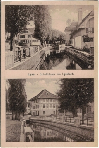<p>Schulhäuser am Lyssbach , Karte Top Zustand</p>